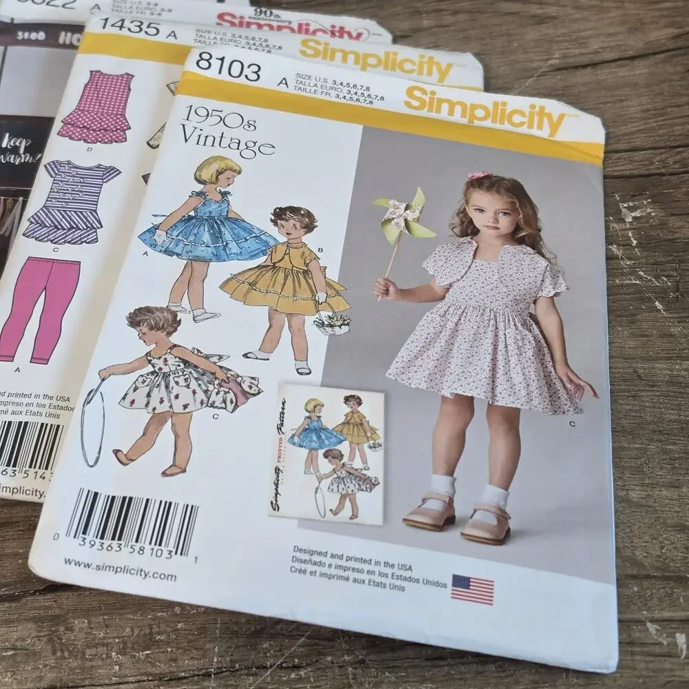 Lot of 7 Cut Sewing Patterns Simplicity Youth Girls Dresses